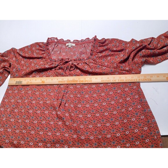 Max Studio Floral Print Cottage Core Tie Front Blouse  Size 1X - Picture 7 of 9